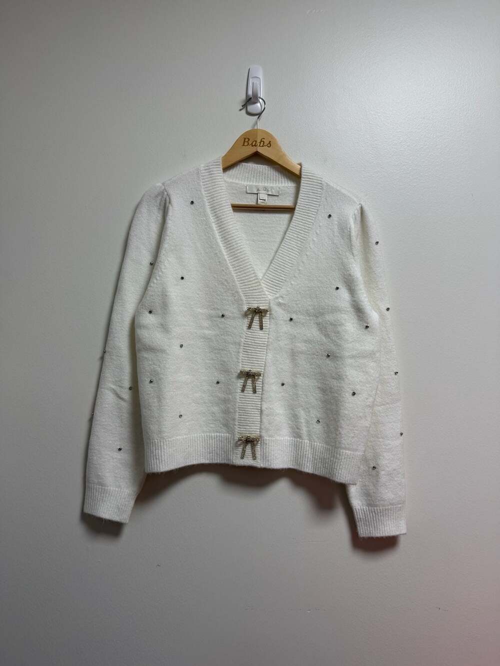 Lilly Pulitzer Ellorie Sweater Size M Coconut Rhinestone Cardigan